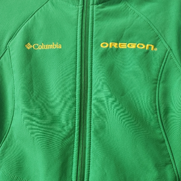 Columbia Collegiate University of Oregon Green Yellow Women's Soft Shell Jacket - Picture 4 of 11